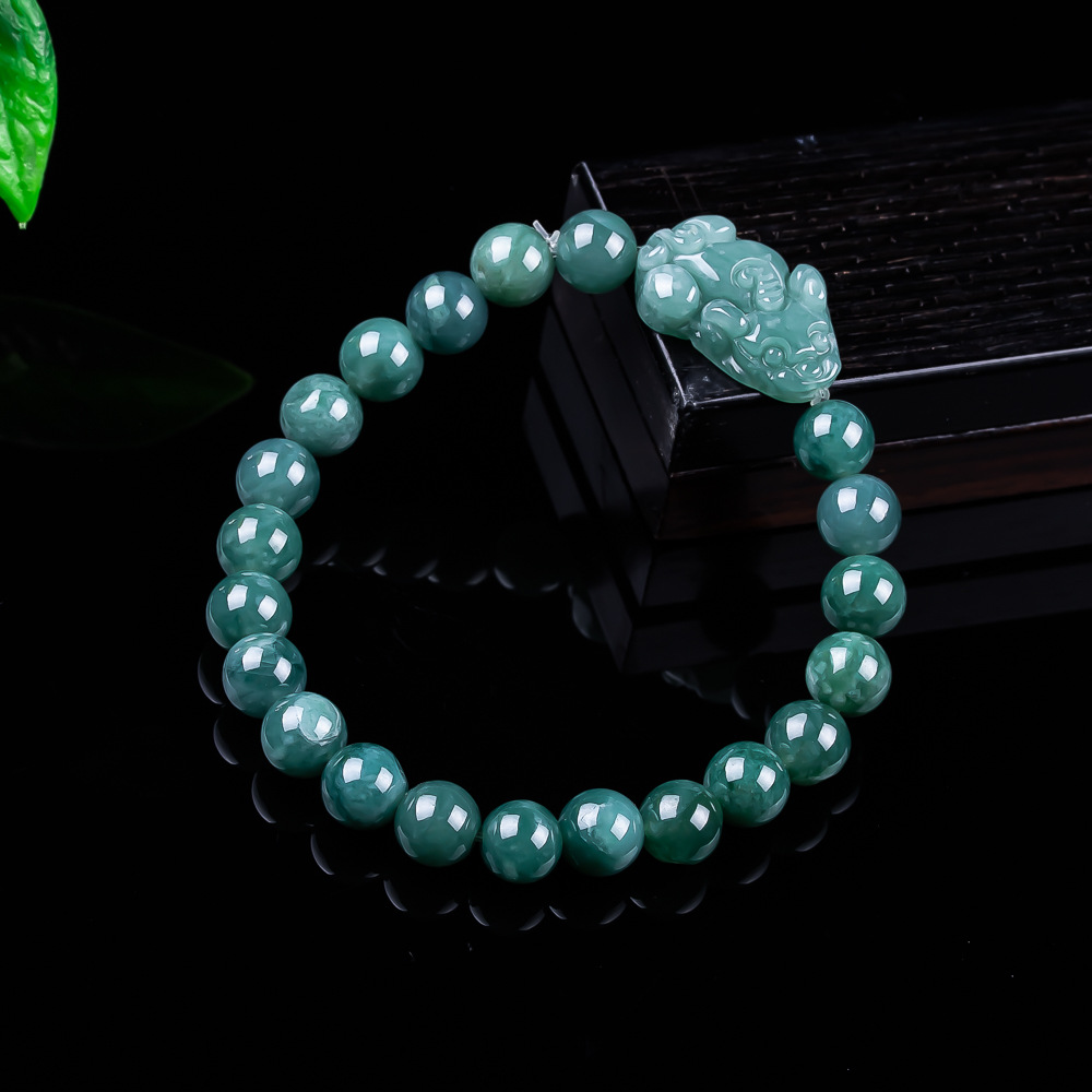 Vintage Collector - Doğal Birmanya Jadeite Pixiu Bilezik Vintage