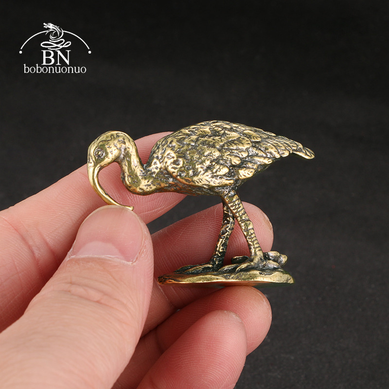 Vintage Collectible Accessories - Pirinç Vintage Uzun gagalı Vinç Figürleri
